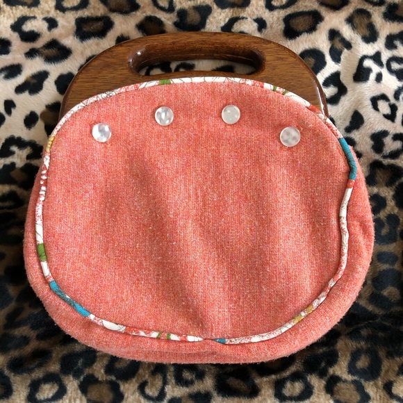 Vintage Handbags - Vintage Bermuda Bag with Wooden Handles an…